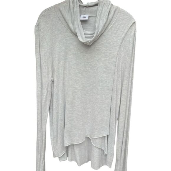 CAbi Light Gray total neck open front Draped Knit Top S - Picture 2 of 8